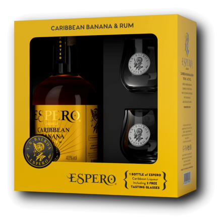 Espero Caribbean Banana + 2 Pohárral 40% 0,7L