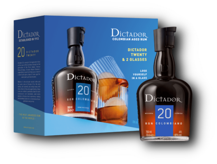 Dictador 20 Reserva Icónica + 2 Pohárral 40% 0,7L